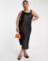 Фото #2 товара ASOS DESIGN Curve scoop neck midi satin slip dress in black