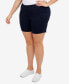 Plus Size Essentials Solid Color Tech Stretch Shorts with Elastic Waistband
