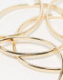 ASOS DESIGN pack of 5 bangles with abstract wave detail in gold tone