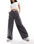 Фото #1 товара Stradivarius STR cotton pull on cargo trouser in dark grey