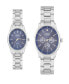 ფოტო #1 პროდუქტის Men and Women's Analog Shiny Silver-Tone Metal Bracelet His Hers Watch 42mm, 32mm Gift Set