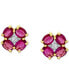 ფოტო #2 პროდუქტის Ruby (2 ct. t.w.) & Diamond (1/20 ct. t.w.) Flower Stud Earrings in 14k Gold