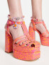 Фото #5 товара Circus NY Paddie platform heels in orange popsicle print