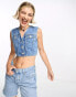 Фото #2 товара Tommy Jeans cropped denim vest in mid wash