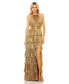 Women's Ieena Heat Pleated Tiered Ruffle Metallic Gown