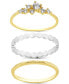 Two-Tone 3-Pc. Set Cubic Zirconia & Textured Stack Rings