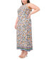 ფოტო #3 პროდუქტის Plus Size Printed Round-Neck Sleeveless Maxi Dress
