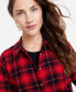 Фото #3 товара Women's Cotton Flannel Plaid Shirtdress, Created for Macy's