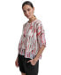 Women's Printed Mixed-Media Dolman-Sleeve Top