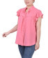 ფოტო #3 პროდუქტის Petite Flutter Sleeve Ruffle Neck Blouse