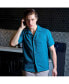 Men's Teal Green Self-Design Creased Striped Shirt