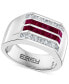 ფოტო #1 პროდუქტის EFFY® Men's Ruby (1 ct. t.w.) & White Sapphire (1-1/4 ct. t.w.) Ring in Sterling Silver