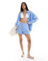 Lindex Magda linen blend oversized beach shirt in blue BLAU, S - фото #4