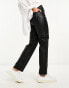 New Look faux leather straight leg trousers in black