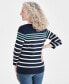 Women's Striped 3/4-Sleeve Pima Cotton Top, Created for Macy's