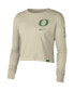 ფოტო #2 პროდუქტის Women's Cream Oregon Ducks Varsity Letter Long Sleeve Crop Top