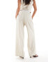 Extro & Vert Petite tailored pinstripe trouser with asymmetric waistband in stone co-ord