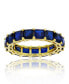 ფოტო #1 პროდუქტის Created Blue Spinel Princess Cut Eternity Band in 14k Yellow Gold Plated Sterling Silver