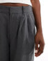 Hollister high waited linen tailored trousers in dark grey