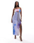 Фото #1 товара ASOS DESIGN plisse bandeau maxi dress in watercolour print