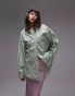 Фото #1 товара Topshop super oversized shirt in green stripe