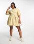 ASOS DESIGN Curve cotton drop waist mini dress with D-ring in camel