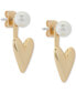 ფოტო #4 პროდუქტის Gold-Tone Imitation Pearl & Puffy Heart Jacket Earrings