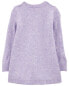 Toddler Long-Sleeve Cable-Knit Sweater Dress - Purple 2T