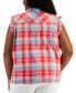 Фото #2 товара Plus Size Plaid Flutter-Sleeve Top