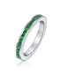 ფოტო #1 პროდუქტის Cubic Zirconia Thin Stackable CZ Channel Set Eternity Band Ring Sterling Silver 3MM