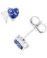 ფოტო #1 პროდუქტის Blue and White Cubic Zirconia Heart Stud Earrings in Sterling Silver or 14k Gold over Sterling Silver