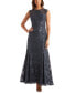 Фото #1 товара Women's Long Embellished Illusion-Detail Lace Gown