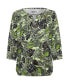 Фото #3 товара Women's Cotton Blend 3/4 Sleeve Leaf Print T-Shirt containing TENCEL[TM} Modal