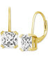 Cubic Zirconia Square Drop Earrings in Silver or Gold Plate