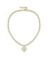 ფოტო #1 პროდუქტის 14k Gold Plated with Cubic Zirconia Sunshine Heart Pendant Curb Chain Adjustable Necklace