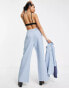 4th & Reckless Petite tailored trouser co ord in colour block blue