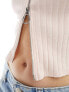 Фото #3 товара Miss Selfridge ribbed zip up long sleeve top in pink