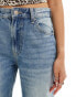 Bershka ripped knee wide leg jeans in mid wash