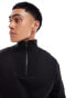 Фото #3 товара Bershka ribbed neck 1/4 zip jumper in black