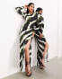 Фото #2 товара ASOS EDITION slinky jersey knot detail maxi dress in blurred black stripe