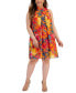 Фото #1 товара Plus Size Printed Chiffon Mock-Neck Dress
