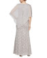 ფოტო #3 პროდუქტის Petite Round-Neck Sequin Lace Cape Dress