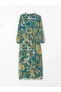 Фото #6 товара LCW Modest Fırfırlı Dik Yaka Desenli Uzun Kollu Kadın Elbise
