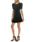 Juniors' Puff-Sleeve Rhinestone-Trim Dress