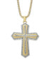 ფოტო #1 პროდუქტის Men's Diamond Cross 22" Pendant Necklace (1/2 ct. t.w.) in 18k Gold-Plated Sterling Silver