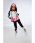 ფოტო #2 პროდუქტის Girl Athletic Leggings Black Printed Big Flowers - Child