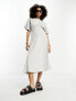 Фото #1 товара River Island jersey smock midi dress with cinched waist in light grey