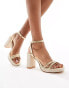 Фото #1 товара Glamorous braided espdrille heeled sandals in gold