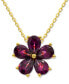 Фото #1 товара Macy's rhodolite Garnet Flower 18" Pendant Necklace (3-3/4 ct. t.w.) in 14k Gold-Plated Sterling Silver