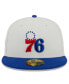 ფოტო #3 პროდუქტის Men's Cream, Royal Philadelphia 76Ers Retro City Conference Side Patch 59Fifty Fitted Hat